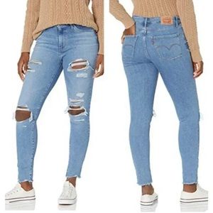 Levi’s 721 High Rise Skinny “Take Me Out” super distressed jeans size 33 ankle